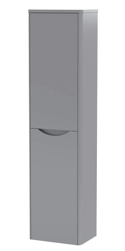 nuie SML262 Lunar Modern Bathroom Wall Hung 2 Door Tall Unit, 350mm, Satin Grey