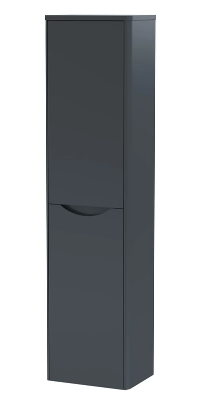 nuie Modern Bathroom Wall Hung 2 Door Tall Unit, 350mm, Soft Black, 400mm