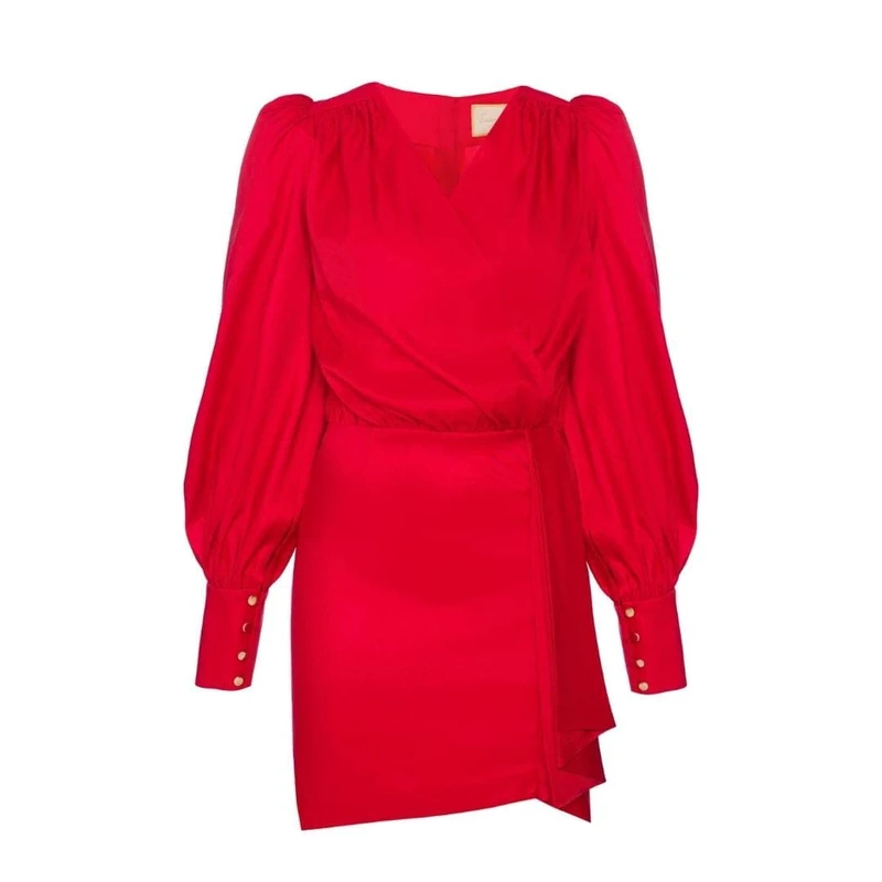 Swing Fashion Women's Stefany | Rot | XS(34) Swing Fashion Women Dress Elegant | Festive Dress | party dress | sundress | evening dress | cocktail dresses | mini dress | Dress with envelope neckline | long sleeve | Short | Red | 34, Rot,