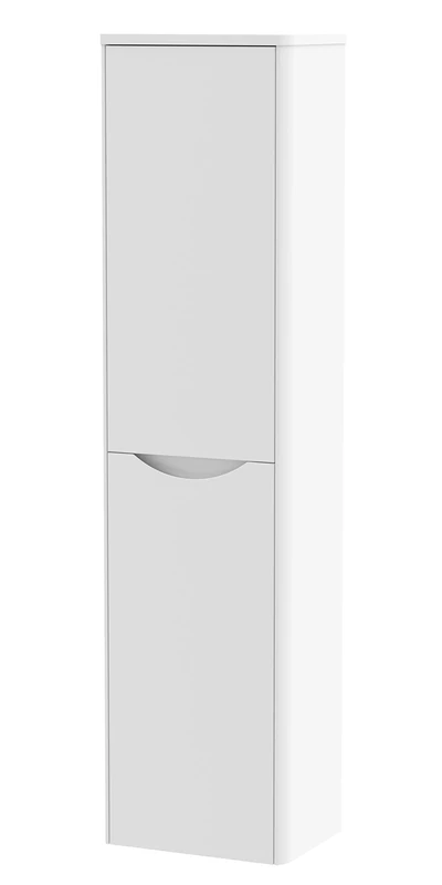 nuie SML162 Lunar Modern Bathroom Wall Hung 2 Door Tall Unit, 350mm, Satin White