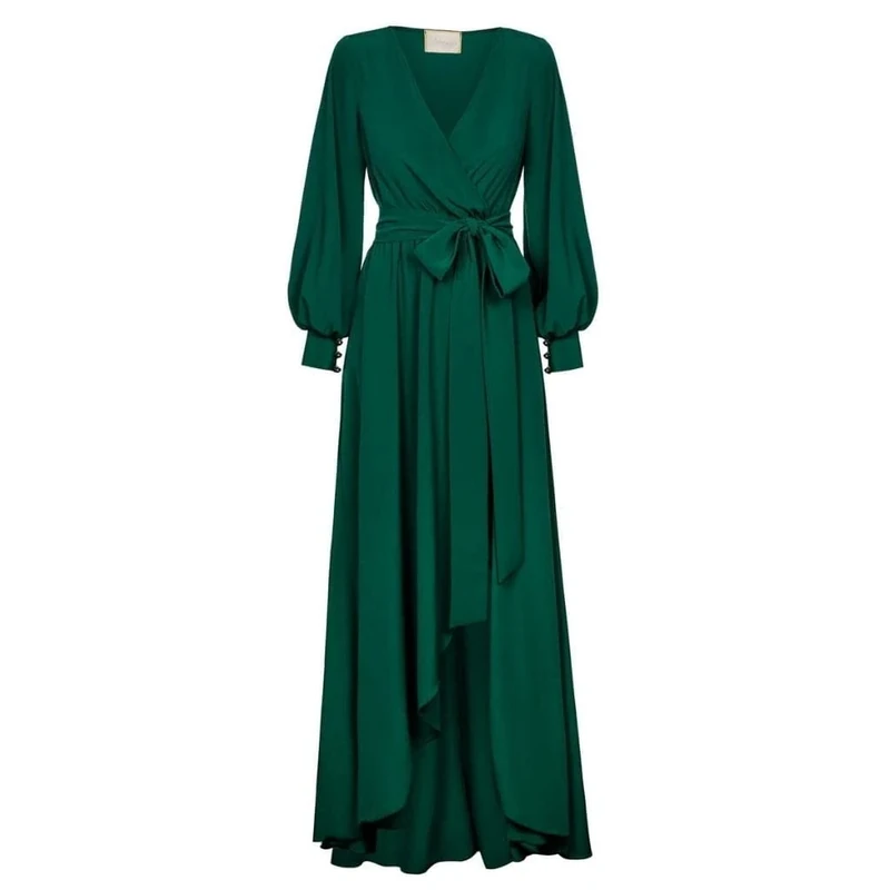 Swing Fashion Women's Irmina Ladies Long Elegant Festive Dress | Party Dress | Evening Dress | Wedding Dresses | Prom Dress | Ball Gown | Maxi Dress | Long Sleeve | Green | 34