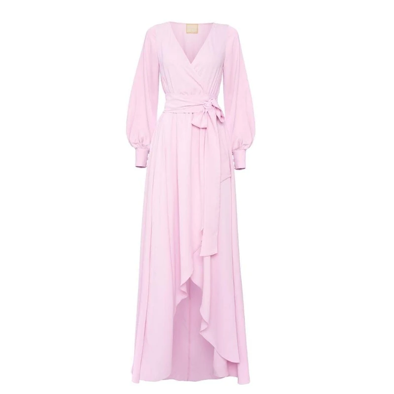 Swing Fashion Women's Irmina | Puderrosa | XS Elegant Festive Party Evening Wedding Prom Ball Gown | Maxi Dress | Long Sleeve | Powder Pink | 34