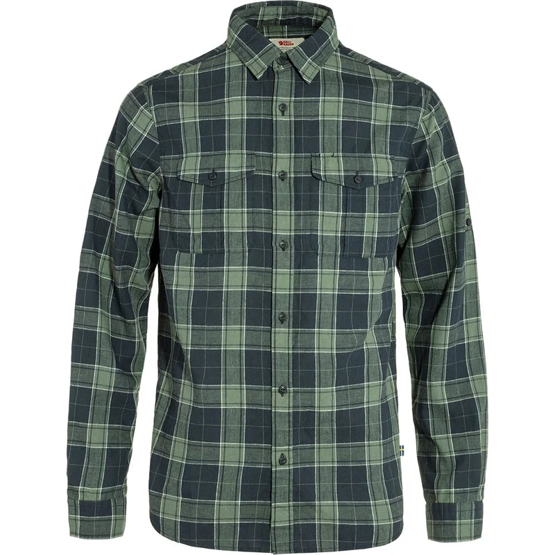 Fjallraven 87208-555-614 Övik Travel Shirt LS M Shirt Men's Dark Navy-Patina Green Size XXL