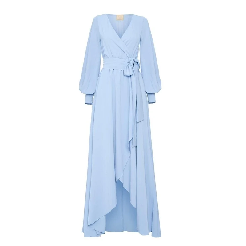 Swing Fashion Women's Irmina | Blau Elegant Festive Party Evening Wedding Prom Ball Gown | Maxi Dress | Long Sleeve | Blue | 40 (L), L