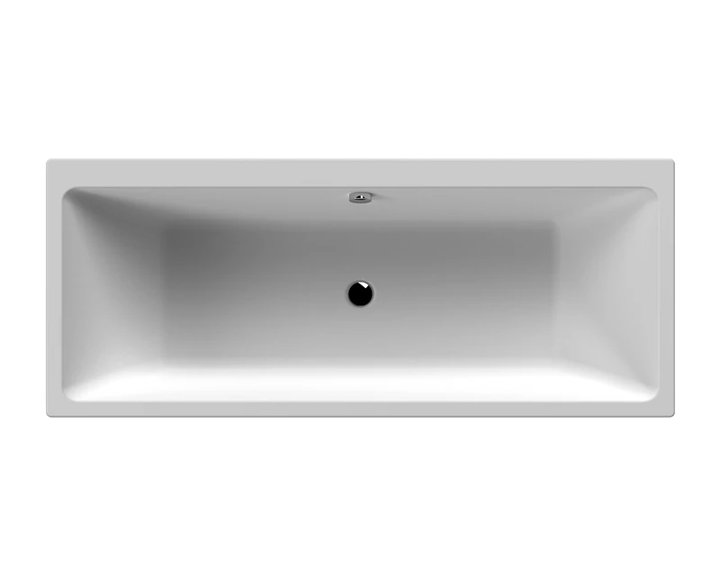 nuie NBA914 Asselby Modern Bathroom Double Ended Square Straight Thin Edge Shower Bath, 1800mm x 800mm, White