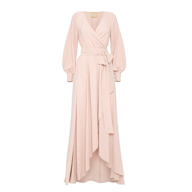 Swing Fashion Women's Irmina | Beige Elegant Festive Party Evening Wedding Prom Ball Gown | Maxi Dress | Long Sleeve 36 (S), S