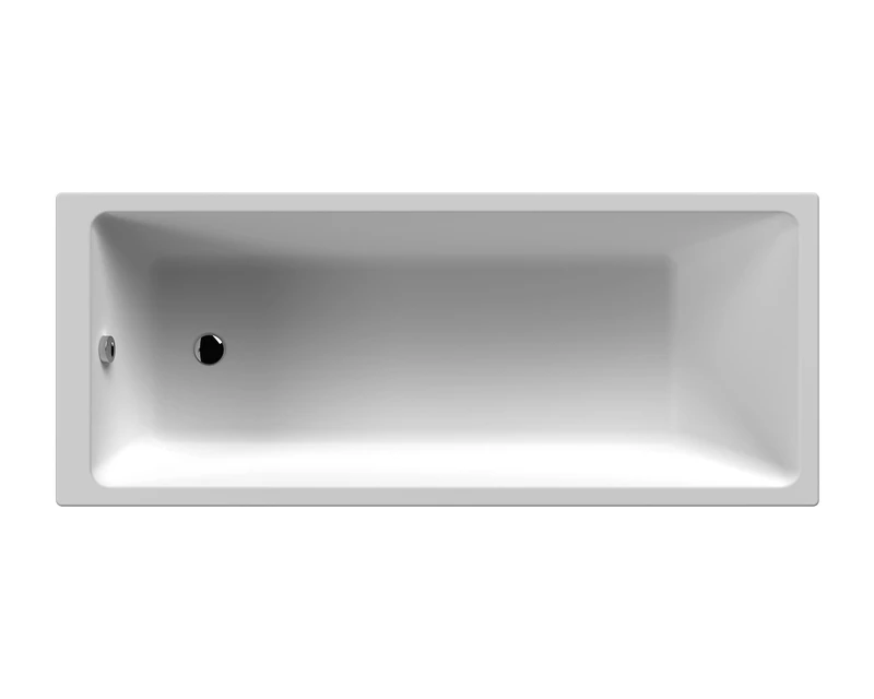 nuie NBA809 Linton Modern Bathroom Single Ended Square Straight Thin Edge Shower Bath, 1700mm x 700mm, White