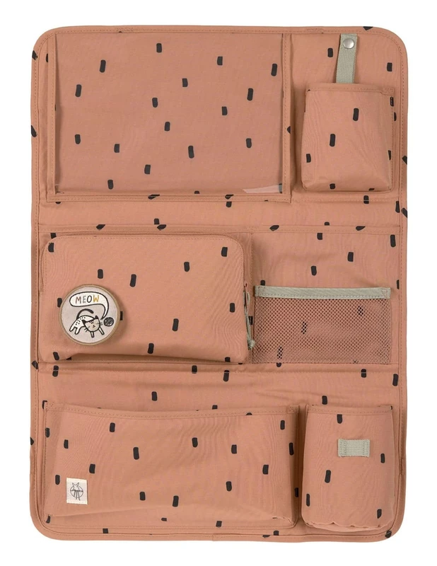 LÄSSIG Car Organiser, Car Back Seat Organiser, Back Seat Bag for Car, for Hanging, Foldable, 55 cm, Car Wrap-to-Go, happy prints caramel, Höhe 60 Zentimeter, Car back seat organiser