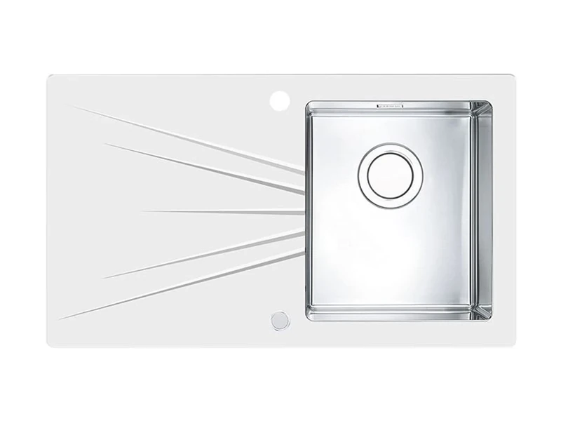 Kitchen Sink Made of Glass with a Single Bowl from Alveus Karat Up 10 - Right -White - 1123796
