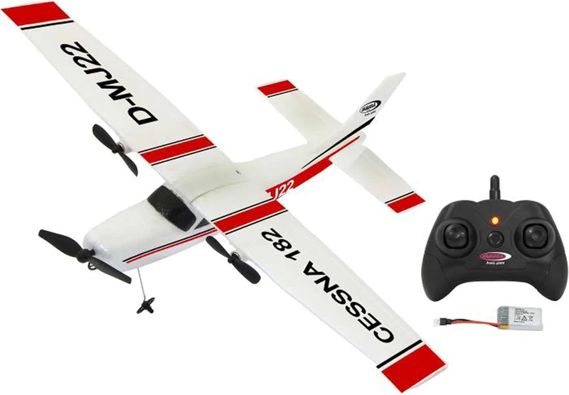 JAMARA Cessna 182 Aeroplane 2.4GHz Gyro 2CH - Remote Controlled, Beginner, Stabilisation of Flight Characteristics, Very Good Self-Flight Properties, Made of Flexible Micro Foam, White