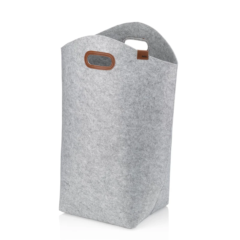 kela felt laundry bag foldable, Laundry Baskets, laundry collector 61 cm, FAY, reinforced handles, light grey - Image 1