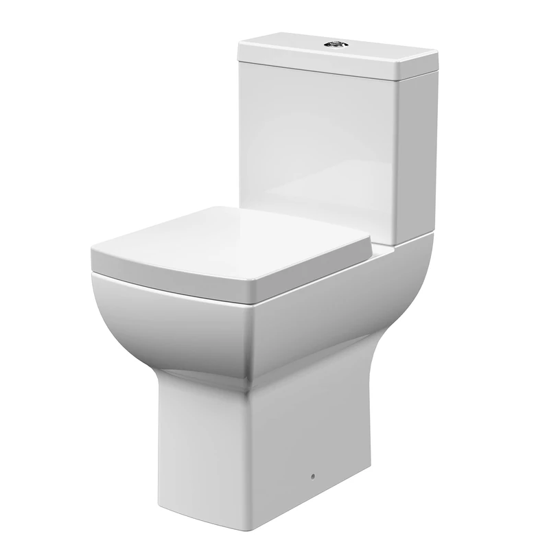 nuie NCG491 Ava Modern Bathroom Comfort Height Rimless Toilet Pan, Cistern & Seat, 820mm, White