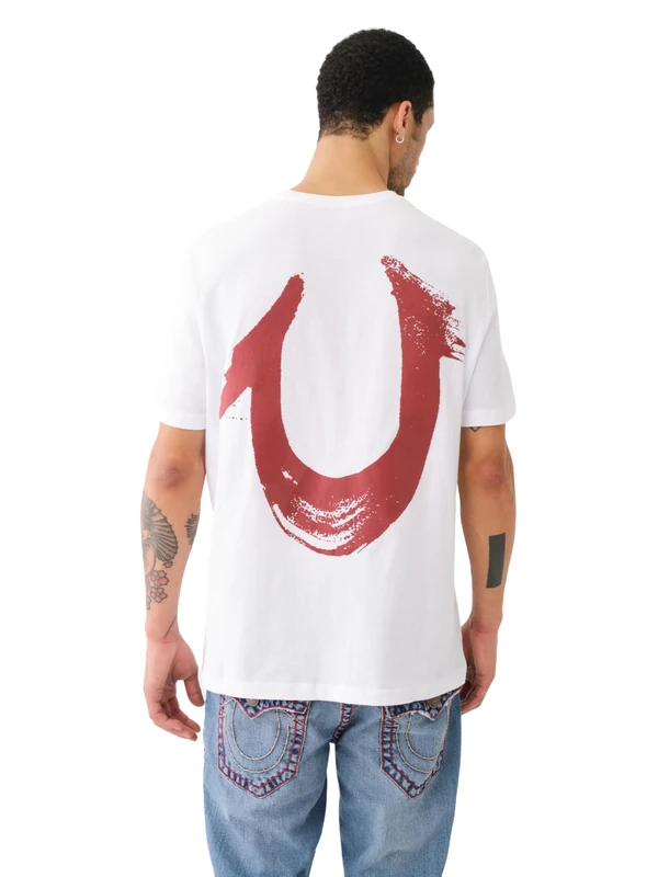 True Religion Men's Relaxed Nu Brush Tee, Optic White, XL - Image 1