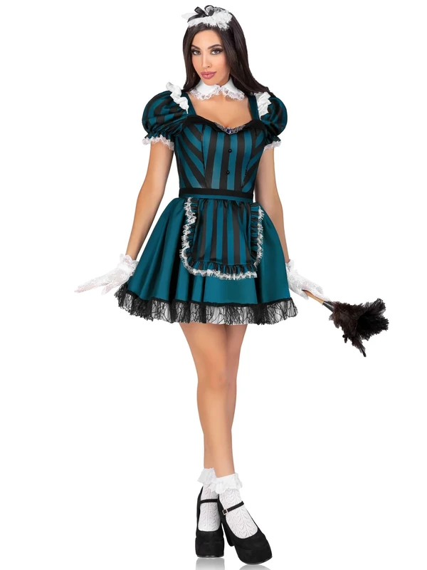 Leg Avenue 87174 17901 Halloween, Carnival Costume Maid, Women, Blk/Green, S - Image 1
