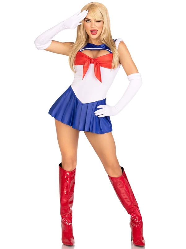 Leg Avenue Women’s 3 PC Sexy Sailor Halloween Costume, Bodysuit with Skirt, X-LARGE - Image 1