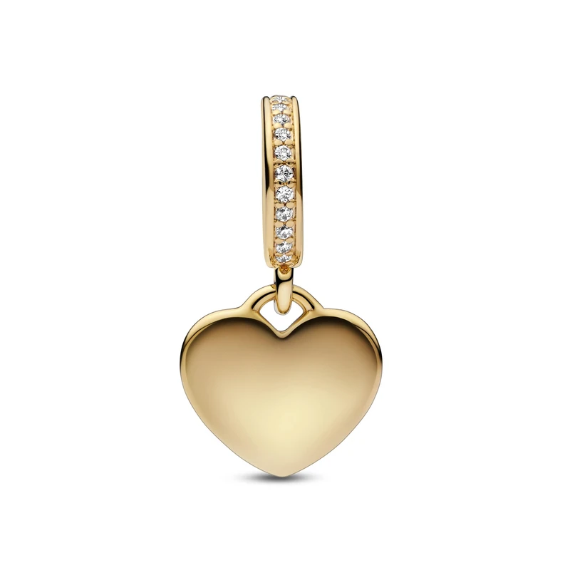 Pandora Moments Engravable 14k gold-plated dangle with clear cubic zirconia
