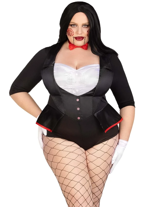 Leg Avenue 87154X 00709 Costume Outfit, Women, Black, White, 3X-4X