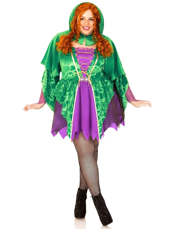 Leg Avenue 87177X 31408 2 Pc Crafty Spellcaster Witch Costume With Cape, Women, Purple/Gre, 1X-2X - Image 1