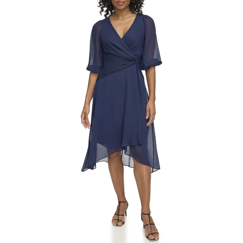DKNY Women's Dd3fi573-mdt-14 Dress, Midnight NVY, 22 - Image 1