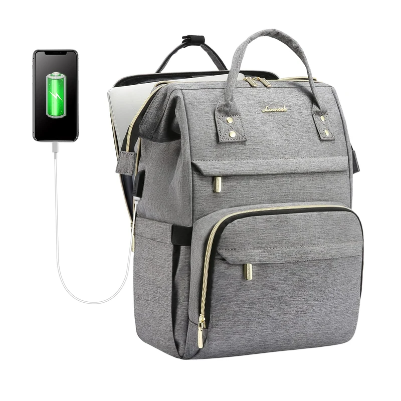 LOVEVOOK Laptop Backpack Women, Large Work Womens Backpacks, 15.6 Inch Rucksack Bag for Travel Business Uni, Lightweight Ladies Back Pack with USB Port & Anti-Theft Pocket, Grey