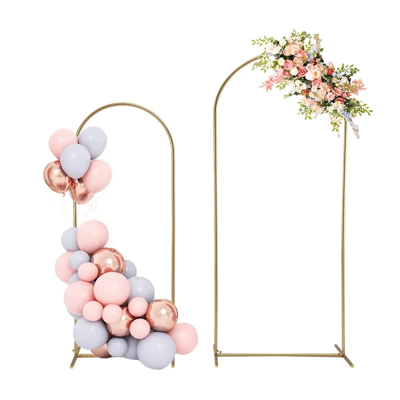 Fullvaseer Gold Wedding Arch Stand Metal Wedding Arch Backdrop Stand for Birthday Party Wedding Ceremony Bridal Decoration(5Ft,6Ft)