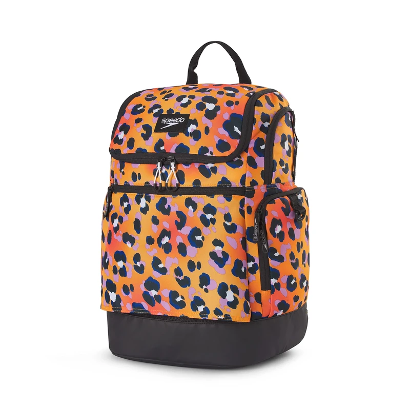 Speedo Unisex's Large Teamster Backpack 35-Liter, Cheetah Orange Pop 2.0, One Size