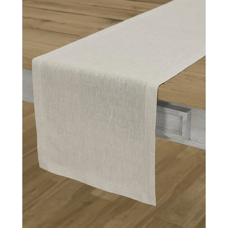 Solino Home Linen Table Runner 14 x 144 Inches – Light Natural, 100% Pure Linen Fabric Table Runner for Spring, Summer – Athena, Handcrafted from European Flax and Machine Washable
