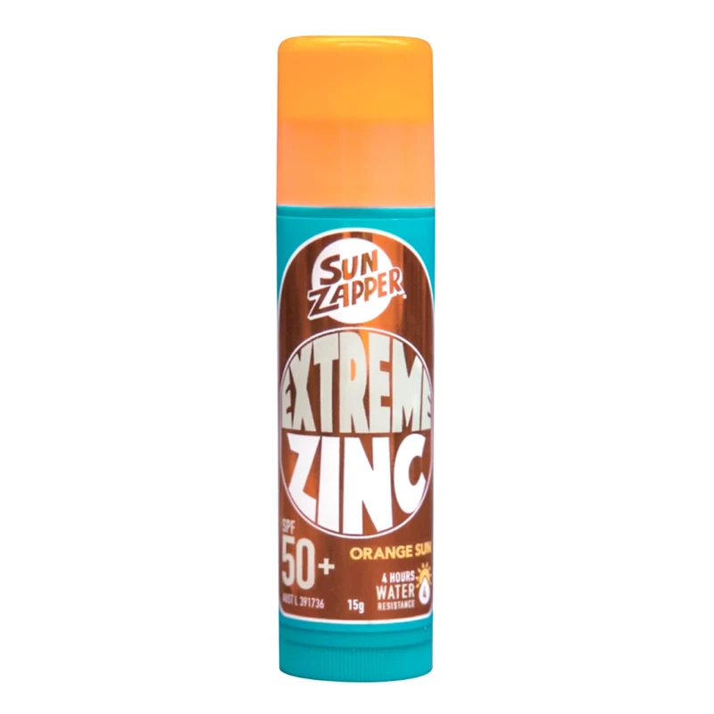 Sun Zapper Zinc Stick - Orange Colour Sunblock SPF50+ Zinc Oxide Sunscreen Stick for Face Mineral Sun Cream Made in Australia