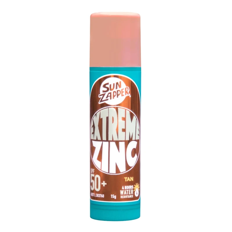 Sun Zapper Zinc Stick - Tan, Light Skin Tinted Sunblock Stick SPF 50+ Zinc Oxide Sunscreen for Face Mineral Sun Cream Made in Australia