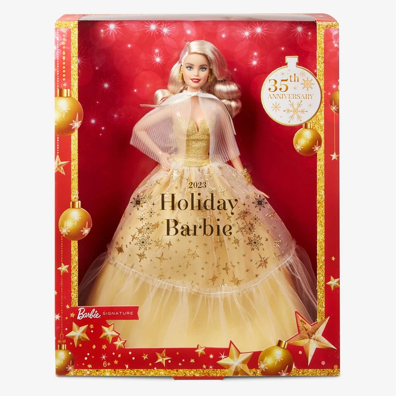 2023 Holiday Barbie Doll, Seasonal Collector Gift, Barbie Signature, Golden Gown and Displayable Packaging, Blond Hair, HJX08