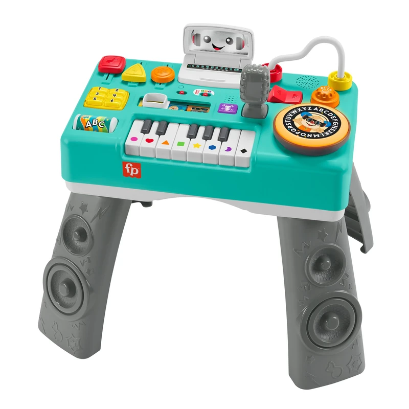 Fisher-Price Learn DJ Table, Musical Learning Toy with Lights & Sounds, Italian + Castillian + Portuguese + English Version, HRB60