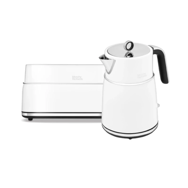 Morphy Richards Signature Kettle and Toaster Set, 1.5L Fast Boil Matte Finish Signature Kettle, 2 Slot Variable Browning Toaster, Matching Set, 3KW/1750W, White, 100704 | 245704