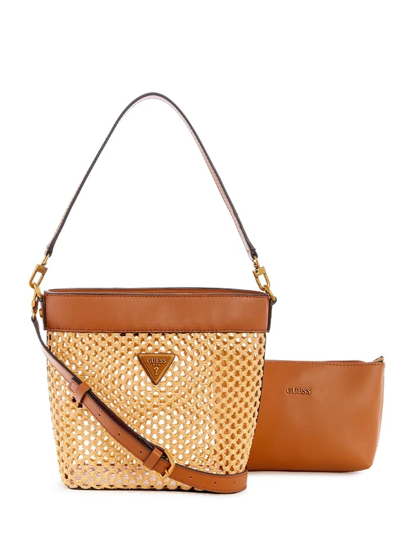 GUESS Women's Vikky Bucket, Shoulder Bag, Cognac, One Size - Image 1
