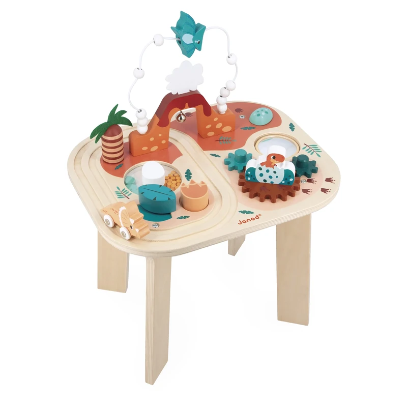 Janod Dino Dinosaur Table-8 Years Activities-Early-Learning Toy-Fine Motor Skills & Dexterity-FSC Wood Toy-12 Months +, J05825, Multicolor, M
