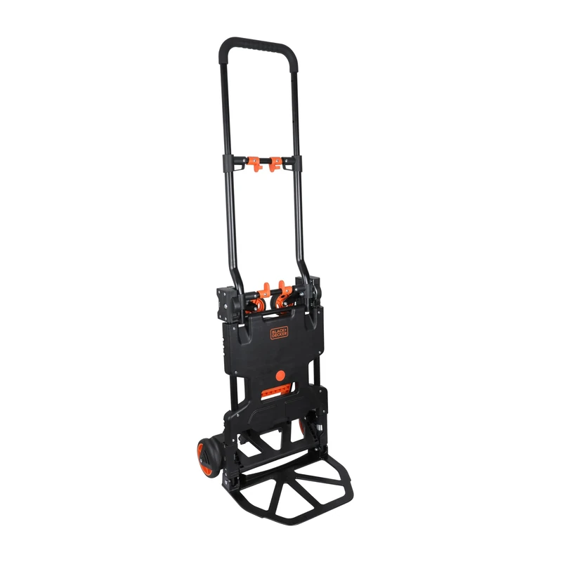 BLACK+DECKER 2-in-1 Sack Truck and Folding Trolley - Hand Truck max. 55KG - Pull Along Trolley max. 120KG - Foldable Sack Barrow - Trolley on Wheels - Plastic/Steel