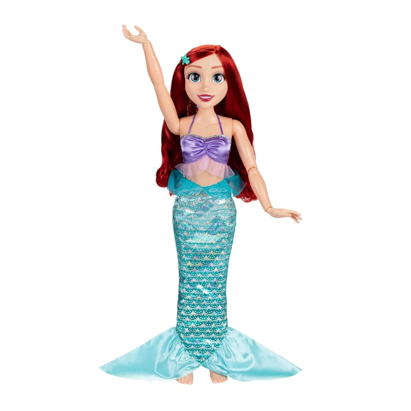 Disney Princess Ariel Doll Playdate by Jakks Pacific 32"/81 cm Tall and Poseable; My Size Articulated Doll in Greene Dress; Comes with Brush to Comb Her Long flowing Hair