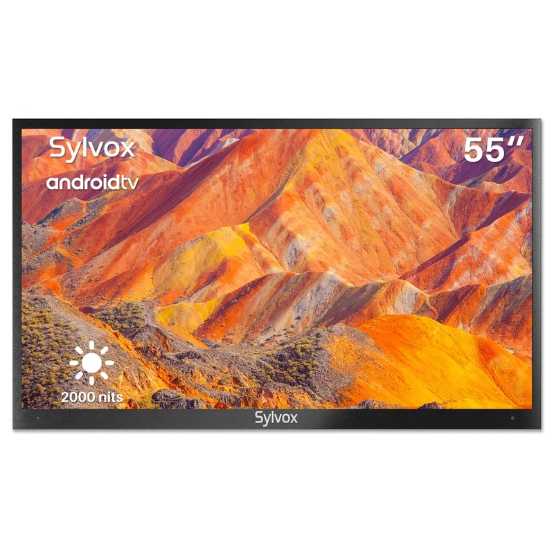SYLVOX 55" 4K Outdoor TV - IP55 Waterproof, 2000 Nits, Android Voice