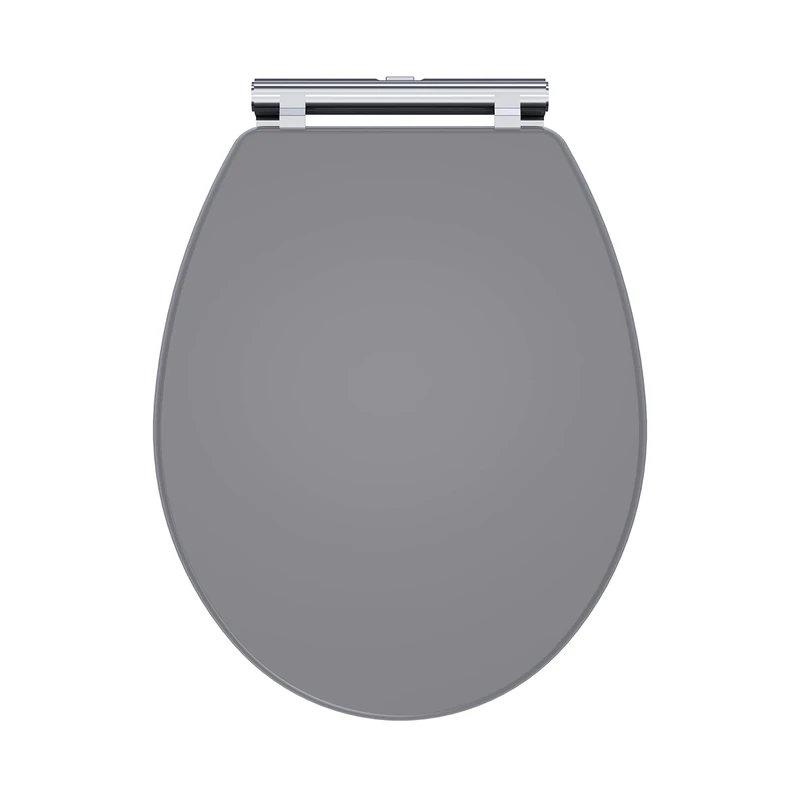 nuie CLA299 Classique Traditional Bathroom Soft Close Wooden Toilet Seat, 451mm, Satin Grey