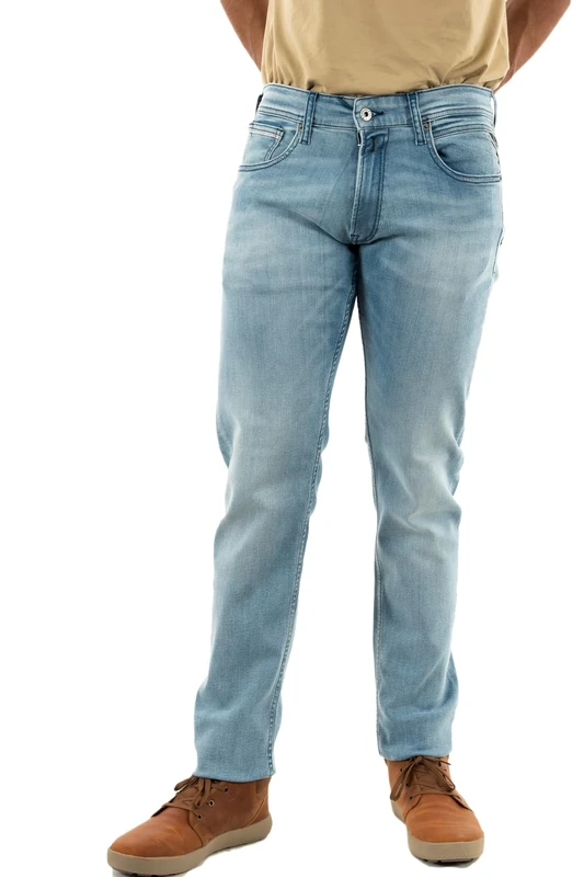 Replay men's Grover straight-fit jeans with stretch, blue (Light Blue 010), 29W / 30L