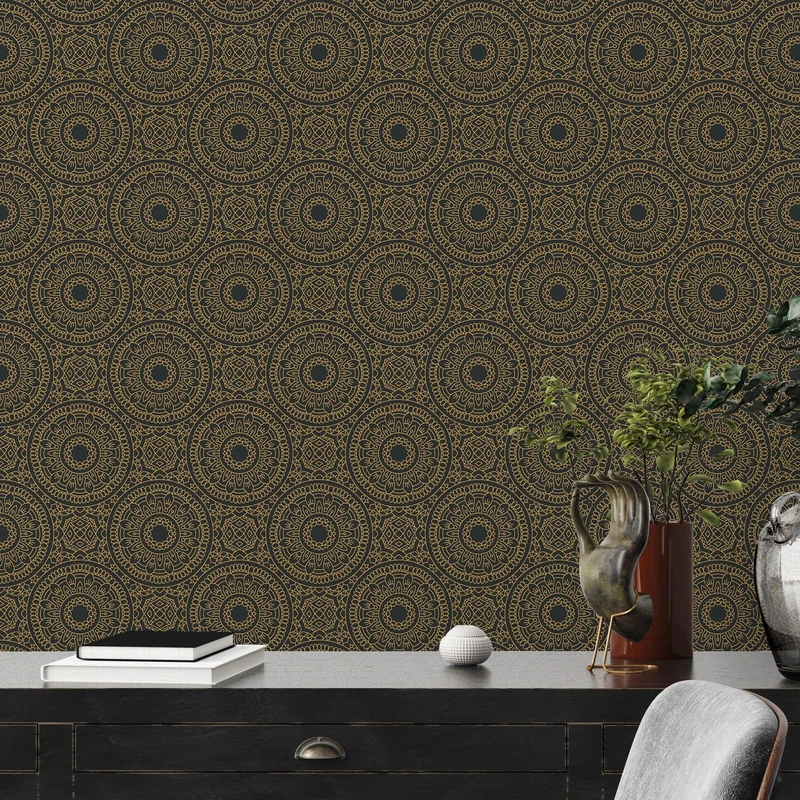 A.S. Création Premium Wall 2 389682 Graphic Wallpaper Black Gold Non-Woven Wallpaper 10.05 m x 0.53 m Made in Germany