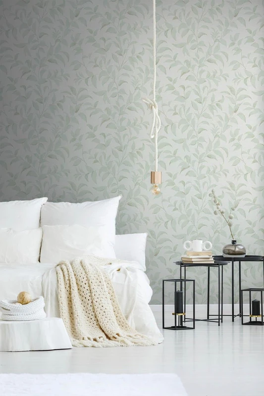 Livingwalls Premium Wall 2 389624 Non-Woven Wallpaper White Green Floral 10.05 m x 0.53 m Made in Germany - Image 1