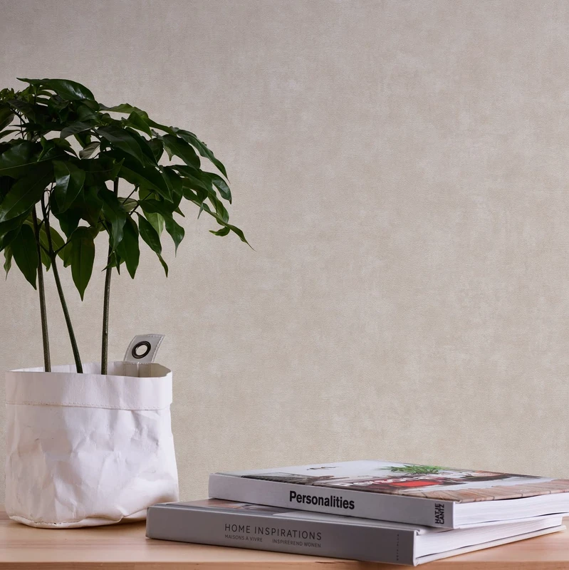 A.S. Création Wallpaper Plain Cream Grey Terra 389231 - Non-Woven Wallpaper 10.05 m x 0.53 m Made in Germany