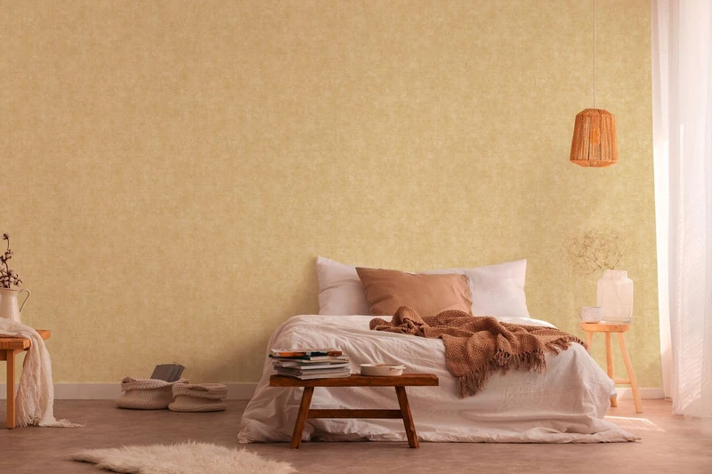 A.S. Création Terra 389227 Non-Woven Wallpaper Plain Yellow Gold 10.05 m x 0.53 m Made in Germany