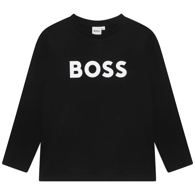 BOSS Boys Large Logo T-Shirt Junior Black 16 Years