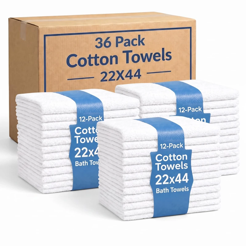 JMR Bulk-Friendly Essentials - Practical Cotton Towels - Economical 22" by 44" Multi-Purpose Towel - Absorbent, Quick-Drying, Soft, Lightweight - Ideal for Pool, Gym, Spa (White) - 36 Pack