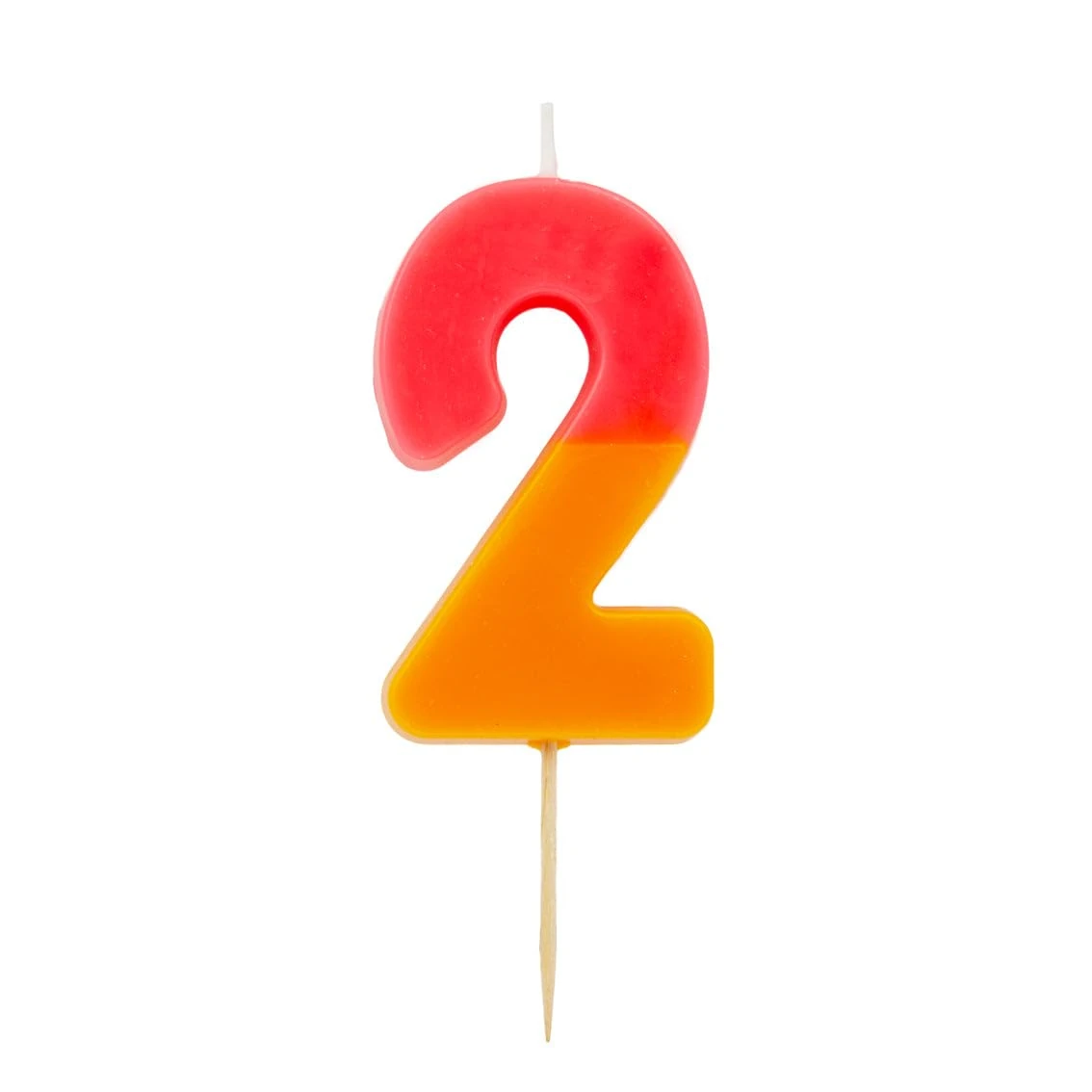 Talking Tables Orange and Pink Number 2 Candle for Cakes | Birthday Cake Topper Decorations for Kids Party, Boys, Girls 2nd, 21st Party, Anniversary, Milestone