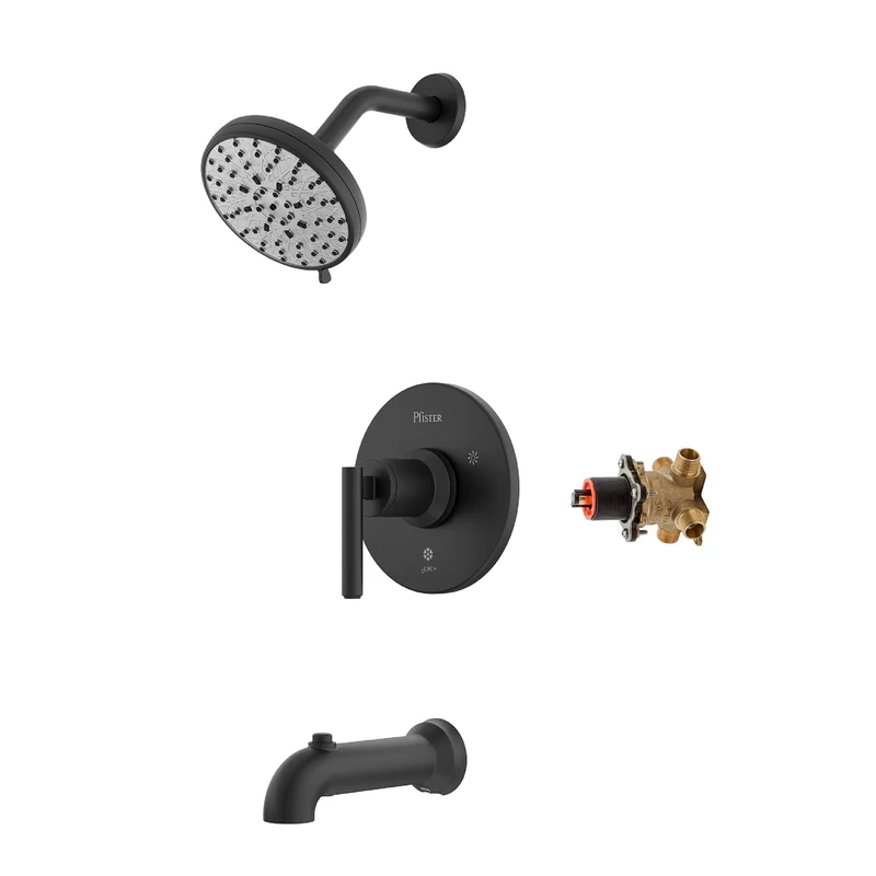 Pfister Capistrano Tub & Shower Trim Kit, Valve and Cartridge Included, 1-Handle, Spot Defense Matte Black Finish, 8P8WS2CSOSSDB