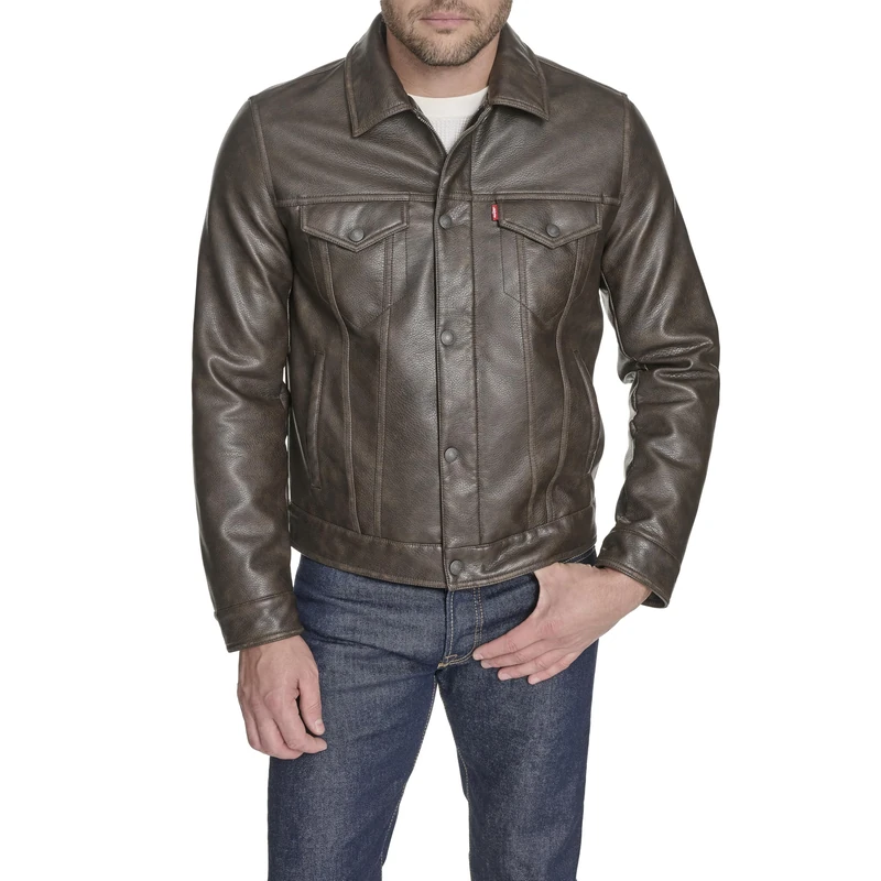 Levi's Men's Faux Leather Classic Trucker Jacket - Brown