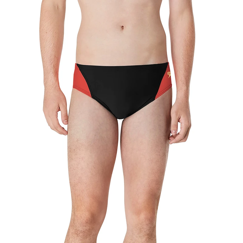 Speedo Men's Standard Swimsuit Brief Eco ProLt Solid Adult, Splice Team Red, 32