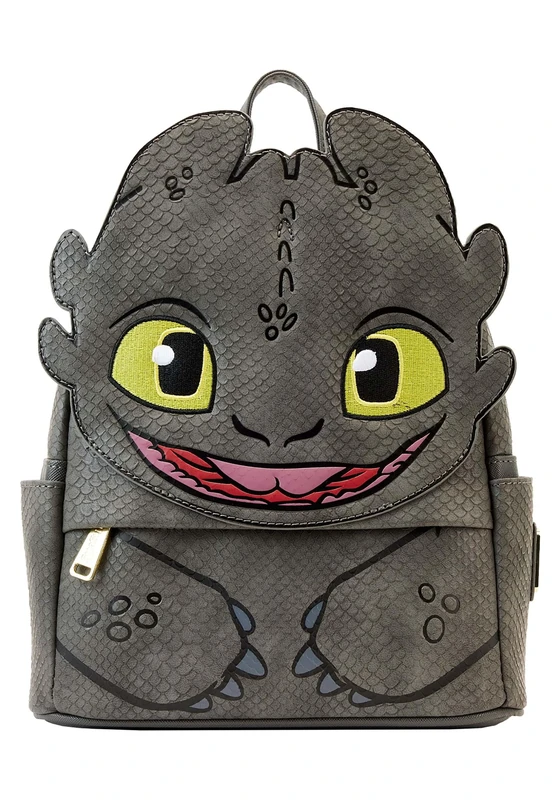 Loungefly Dreamworks How to Train Your Dragon Toothless Mini Backpack, grey, Taglia unica, Customizable